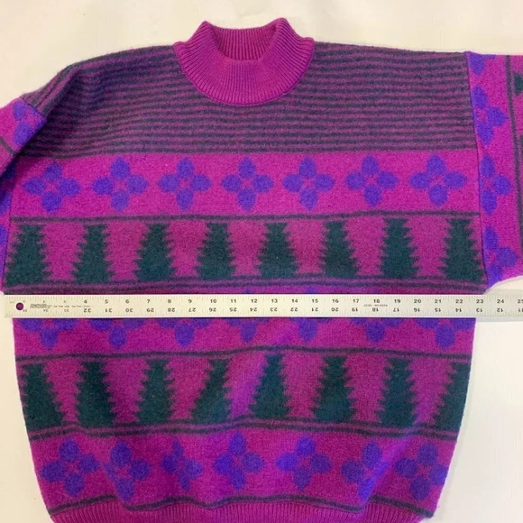 EIR‎ Vintage Vintage Boiled Wool Geometric Crew Neck Long Sleeve Sweater Size M - Picture 11 of 13